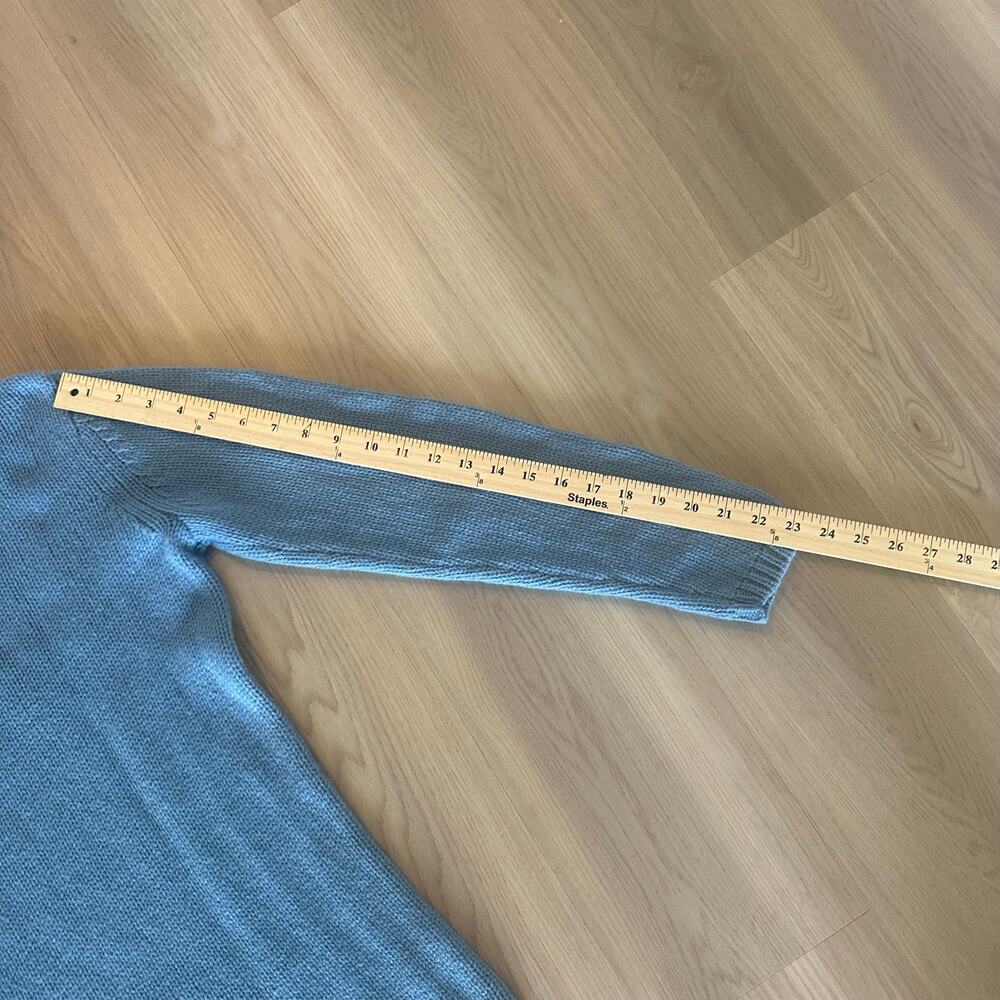 Sarah Spencer Vintage Lambswool Cowl Neck Sweater Blue Medium Chunky Knit Warm - Picture 5 of 8